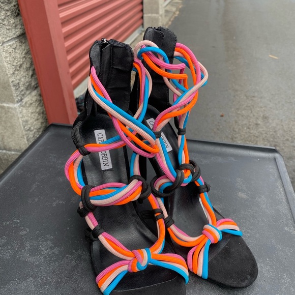 Cape Robbin Multi Color Suede bungees Strappy Stilleto Sandals Size 7.5 - Picture 6 of 10